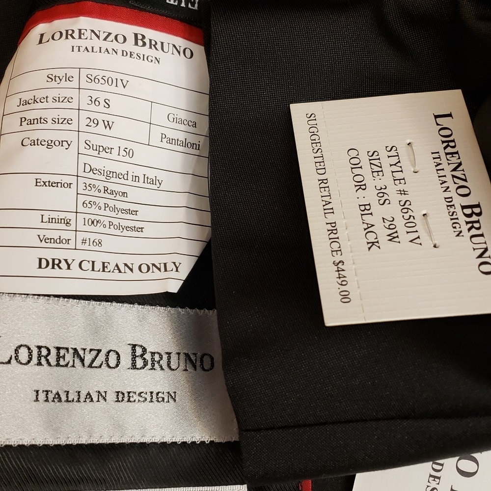Lorenzo Bruno Italian Design 3-PC Suit Size 36S - Picture 8 of 8